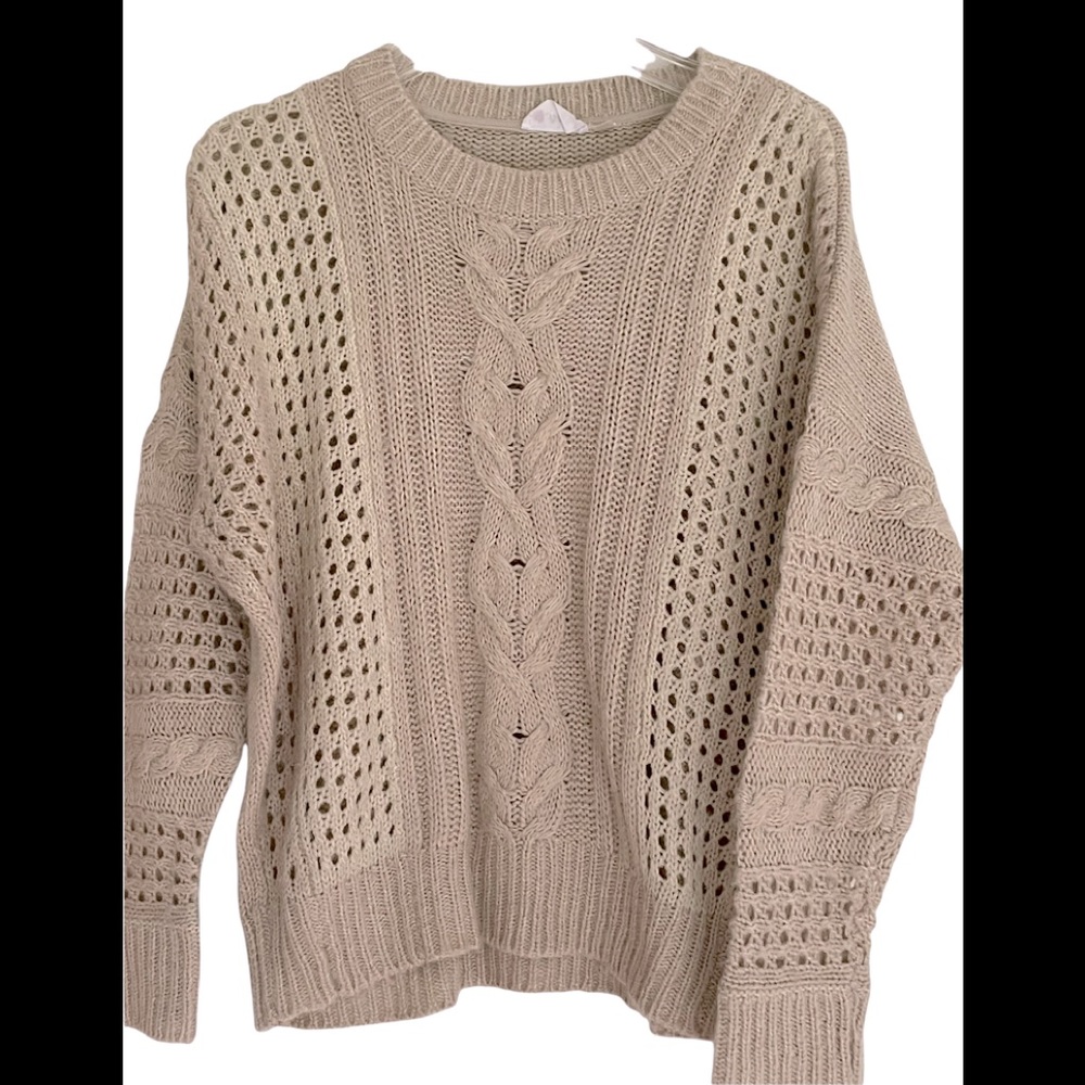 WOMENS SWEATER SIZE MEDIUM BY PETUNIA CABLE KNIT LONG SLEEVE